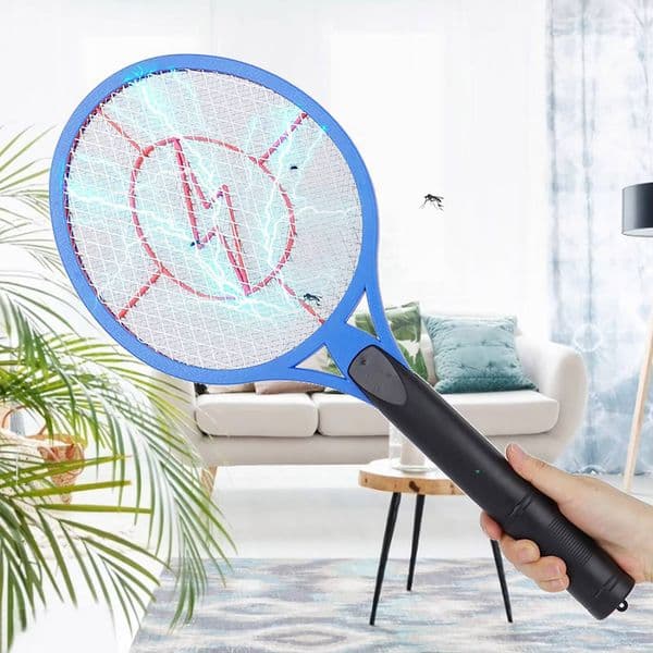 Mosquito Killer Triple Battery Power Fly Swatter Pest Electric Repeller Bug Racket Wireless Long Handle Tool