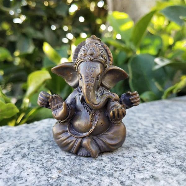 Stone Color Ganesha Statue Buddha Elephant Hindu God Sculpture Figurines Home Zen Garden Outdoor Decoration Landscape Ornaments 250628