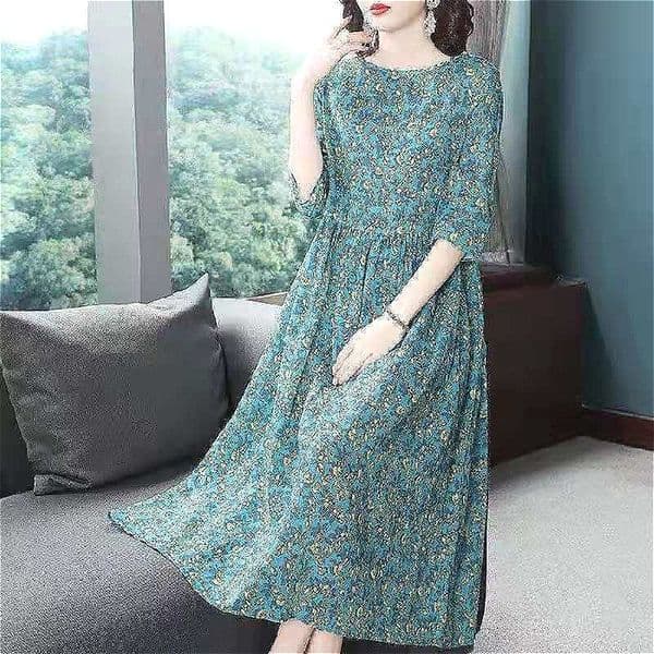 094 Summer new floral plus size women's clothing rich lady fashionable age-reducing printed dress mid-length