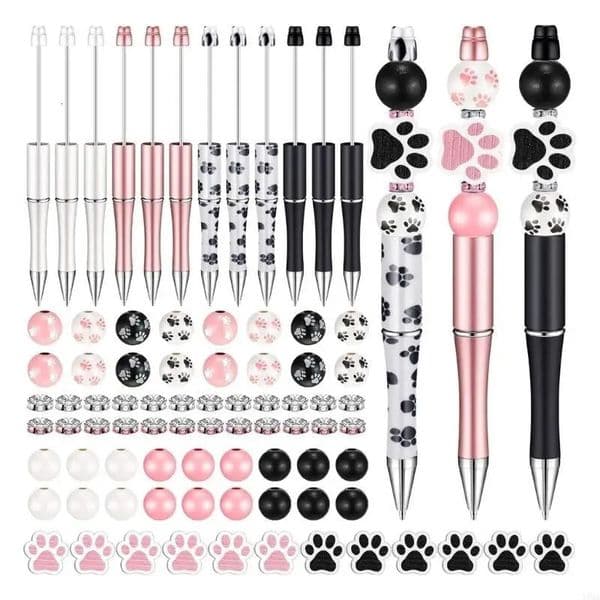 N7MA 82Pcs DIY Ballpoint Pen Set with Beadable Ballpoint Pen Wooden Craft Beads 250624