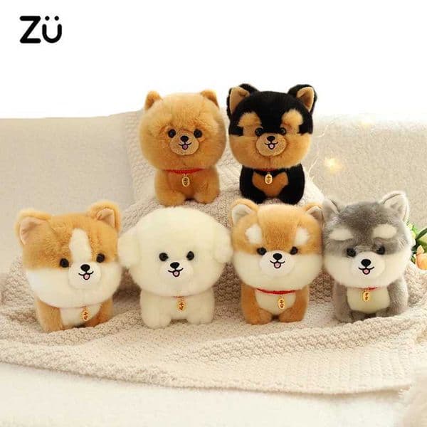 ZU Kawaii Teddy Pets Lifelike Fluffy Puppy Soft Doll Cute Small Chow Pomeranian Corgi Yorkie Dog Plush Toys Gift For Girl Y250628