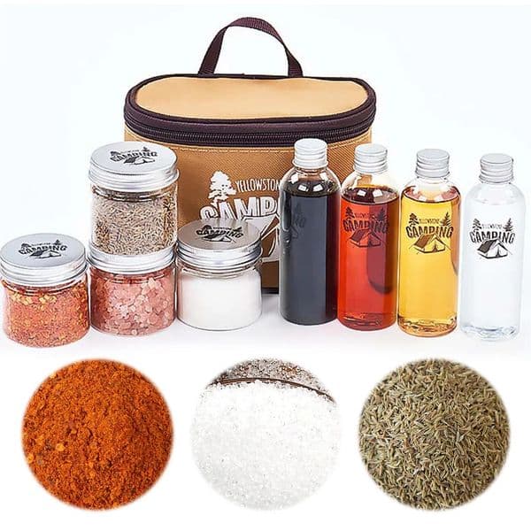 8Pcs Camping Seasoning Bottle Set with Storage Bag Spice Containers Jar for Outdoor Travel BBQ Picnic 250624