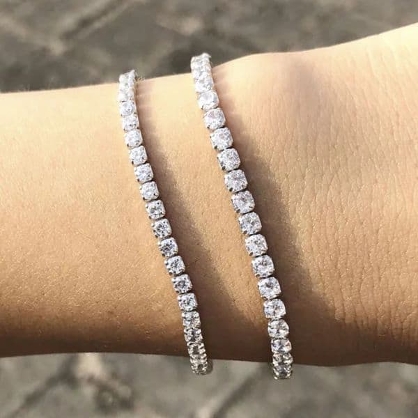 Tennis Bracelet White Gold filled 3-5mm Round Simulated Diamond Bracelets For Women Men Engagement Wedding Gemstone Jewelry 250626