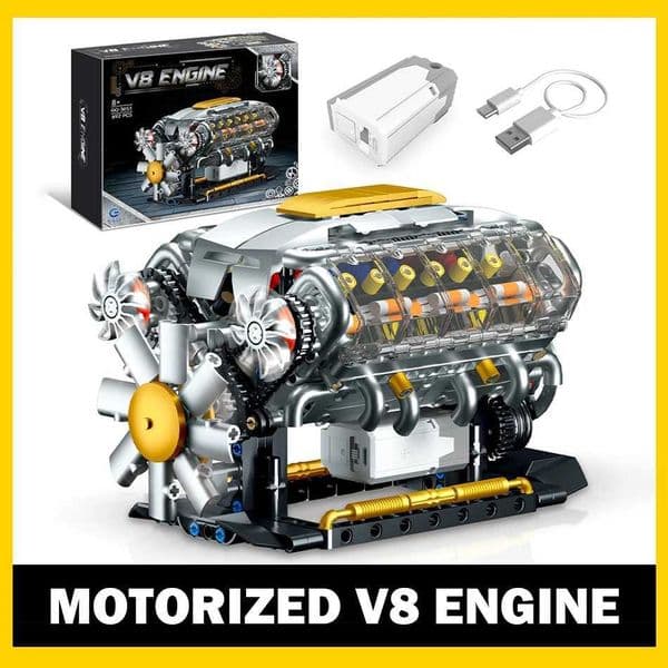 2026 New 692 PCS MOC Technical Motorized V8 Model Building Blocks Car Electrically Driven Engine Supercar Bricks Toys For Kid Gift Toys