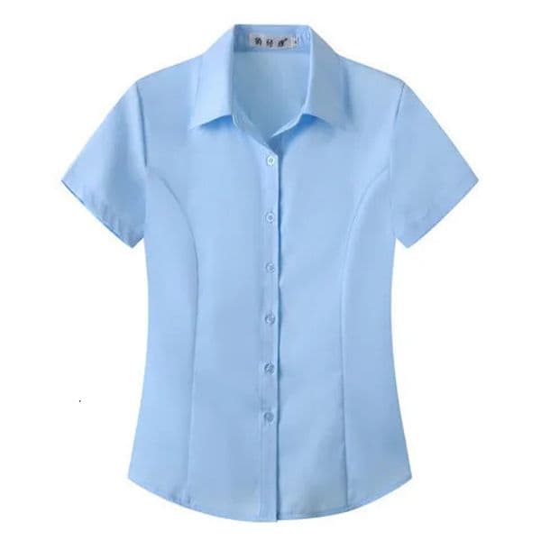 Womens Shortsleeved Slimfitting White Large Size Business Wear Women Shirt Tops Blouse 250624