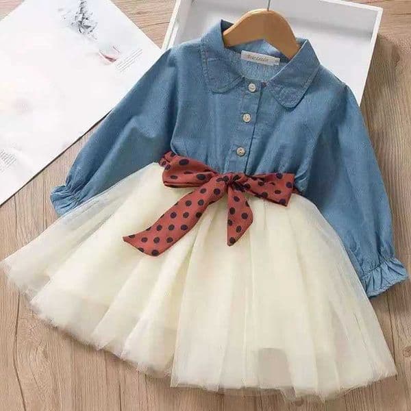 Baby Girls Long Sleeve Tutu Mesh Dresses Spring Toddler Polka Dot Bow Princess Young Children Clothes Simple Kids Costume Z250630
