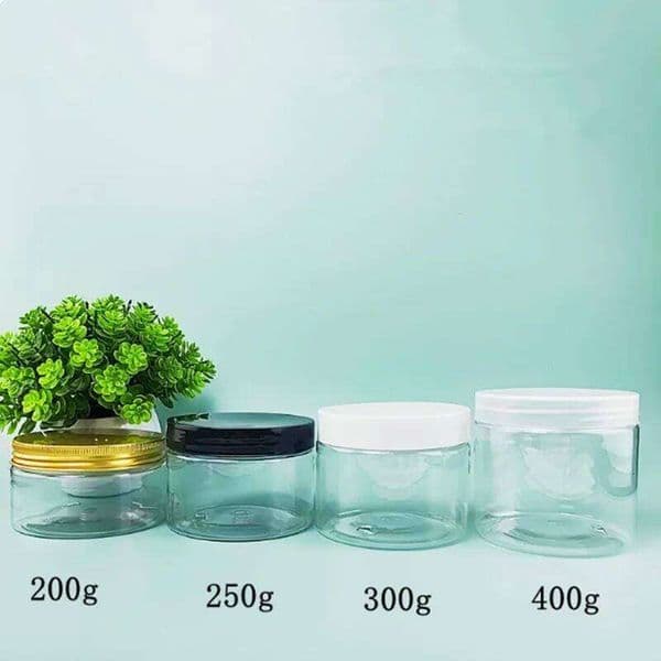 250/400/500Ml Empty Cream Jar Facial Mask PET Container Clear With Aluminum/Plastic Lid Makeup Cosmetic Packing Bottle 0000