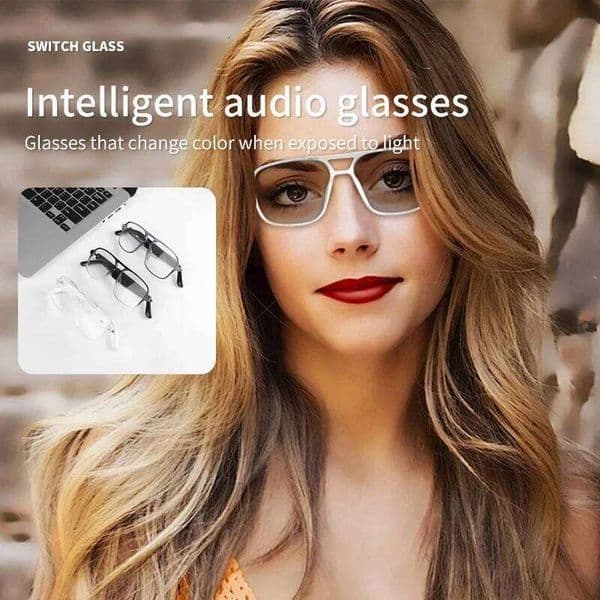 Smart Bluetooth Audio Glasses Double Beam Color-changing Lenses Anti-blue Light Sunglasses For Call /Linsten To Music/Outdoor