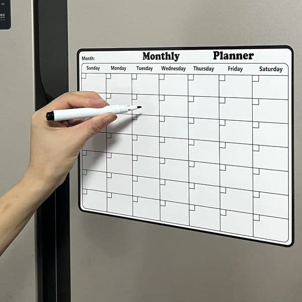 Magnetic Refrigerator Calendar Monthly Planner Whiteboard Record Message Board Memo Pad Wall Calendar Supplies 250624