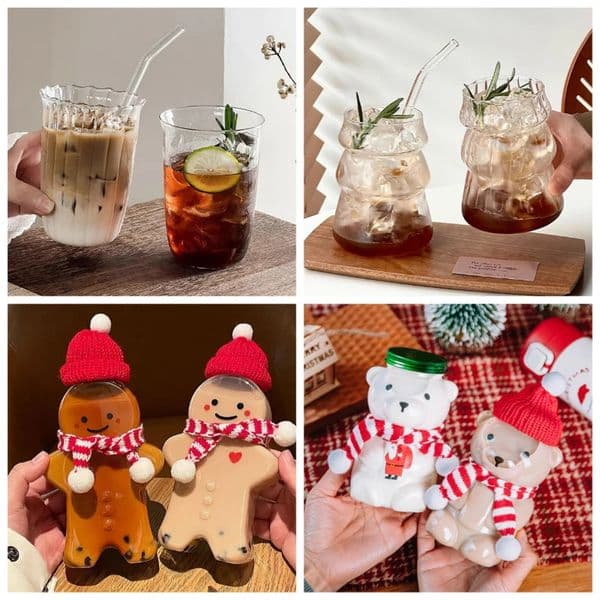 Christmas Cups Aesthetic Cup Drinkware Cold Coffee Cups Water Bottle Iced Coffee Mug Christmas Decorations 250930BJ