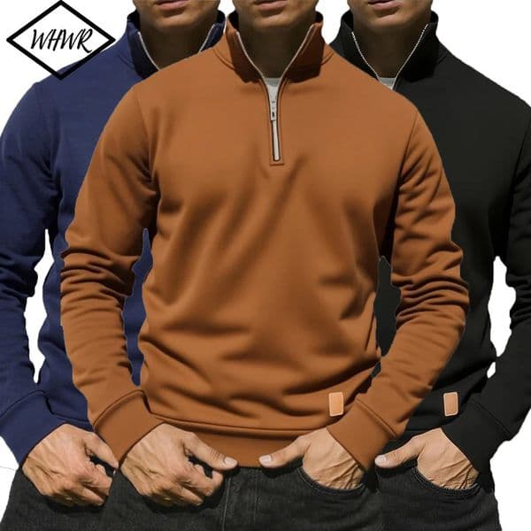 Mens Half Zipper Sweatshirts Slim Fit Lightweight Sweaters Pullover Outdoor Mock Neck Tops Turtleneck Knitted Streetwear 250922