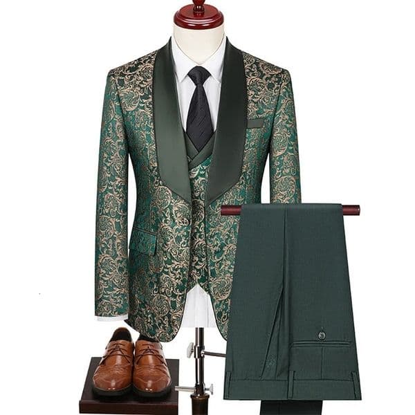 Spring Crossborder Plussize Mens Jacquard Suit Wedding Dress Groom Suits 3 Piece Men Clothing 241225