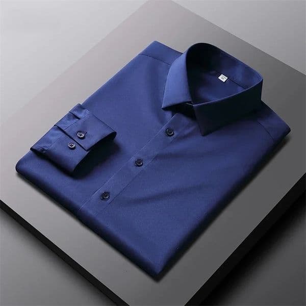 Mens Business Casual Long Sleeved Solid Color Shirt Wrinkle Resistant Free Comfortable All Season Versatile Top 250514