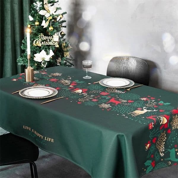 Ins Wind Feast Christmas Cloth Art Tablecloth Waterproof and Oilproof Household Holiday Party Decoration Accessories Table Mat 241030