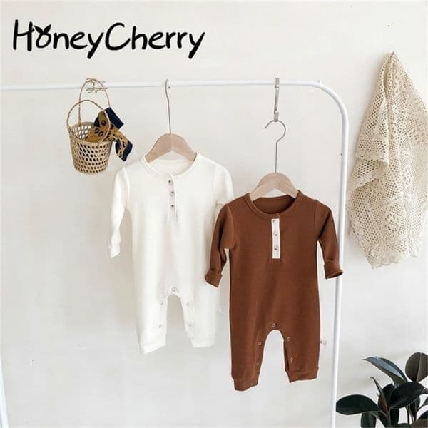 Spring Baby Girl Romper Clothes For Boys And Girls Round Neck Long Climbing Sleeve Hardcover Creeper 210702