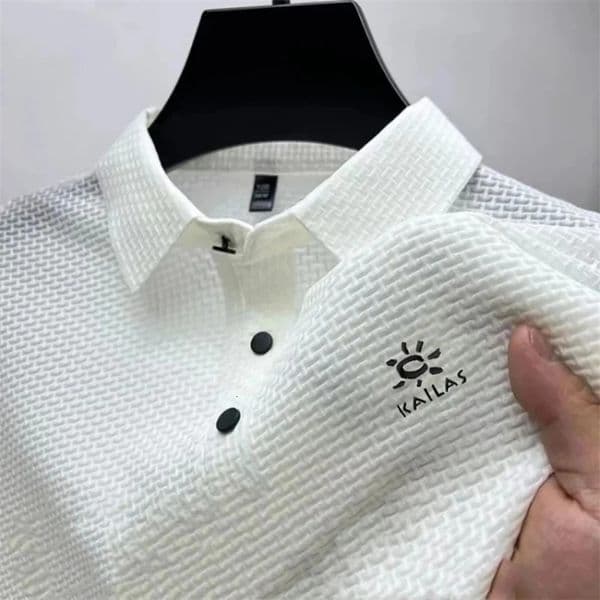 Summer Stretch Polo Shirt Mens Fashion High Quality Casual Breathable Cool Short Sleeve Tshirt Golf Clothing Tops 250603