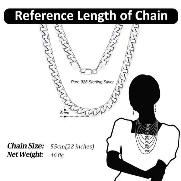 RINNTIN SC69 Hip Hop Jewelry 6mm Necklace Rhodium Plated 925 Silver Diamond Cut Cuban Lidynamic Chain for Women Men