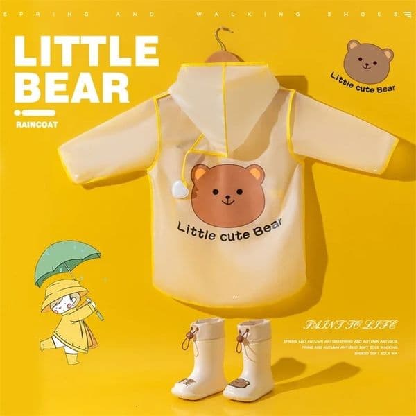 Little Bear Cute Childrens Waterproof Raincoat Rain Jacket Wear Coat Suit Cover Clothing Kids Girl Boy Yellow Green 240530