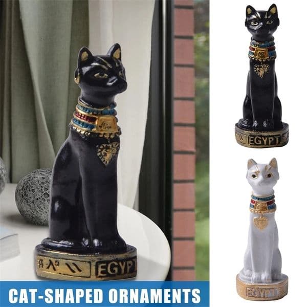 Egyptian Cat Shape Statue Resin Vintage Decoration Home Car Desktop Ornament Figurines Miniatures Crafts Decor 240528