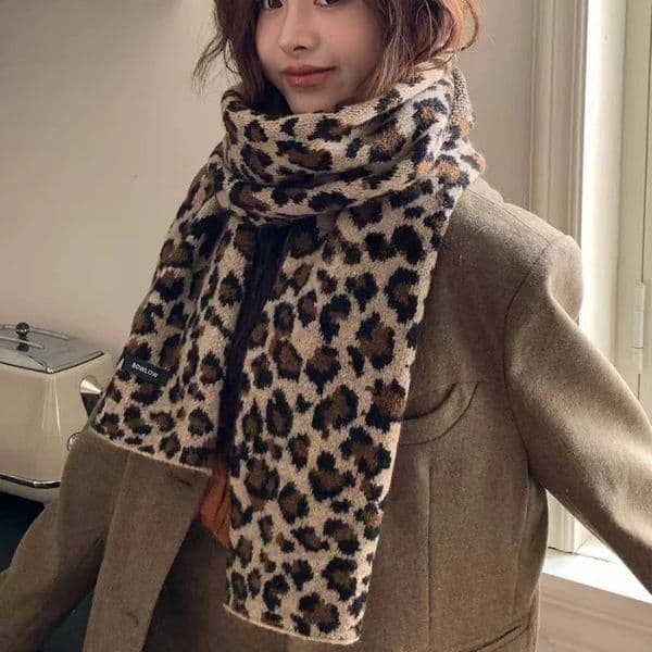 Fashion Winter Leopard Print Scarf Women Keep Warm Thickened Cashmere Lady High Quality Wrap 250930