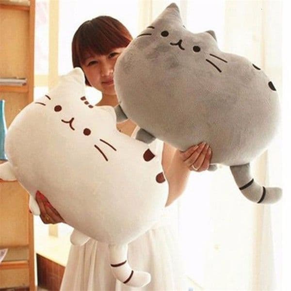 Plush Dolls 4030cm Kawaii Cat Pillow With Zipper Only Skin Without PP Cotton Biscuits Animal Doll Toys Big Cushion Cover Peluche Gift 230724