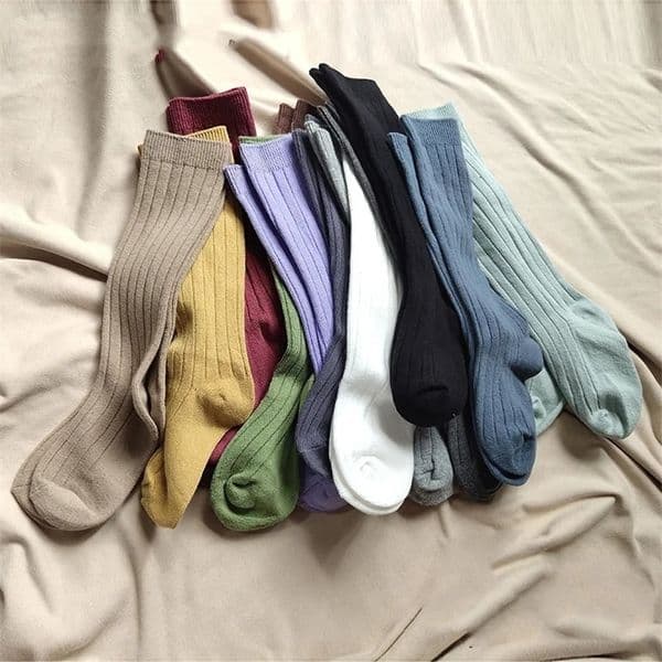 18 Colors Solid Baby Boys Girls Knee High Long Socks Cotton Breathable Stripe Soft Kids Sock Children School Uniform Socks 240703CJ