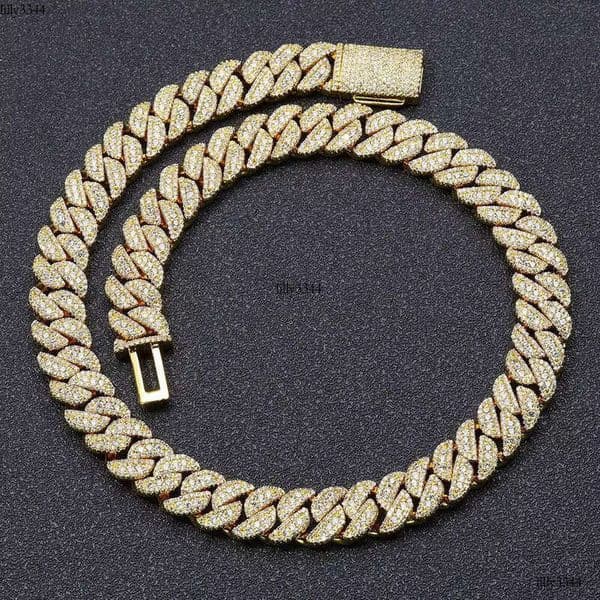 NUOYA 14MM Miami Cuban Link Chain Necklace Custom Iced Out Dia Sier Plated Hip Hop Jewelry aaa