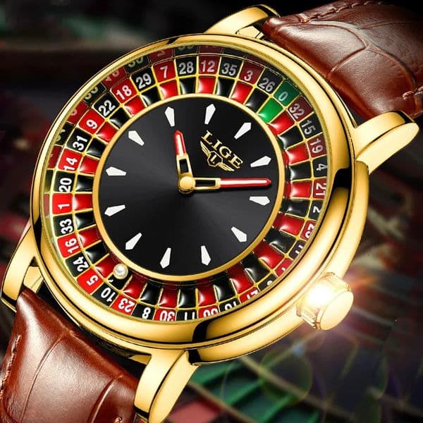 LIGE Fashion Men Watch Rotating Dial Las Vegas Roulette Desktop Theme Watch Men Waterproof Luminous Clock Watches Creative Clock 250928