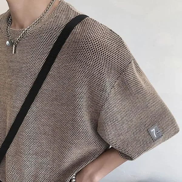 Nichen Sensibility Mens Short Sleeve Tshirt Highend Feel Hollow Out Inner Top Layered Fashion Summer Casual Streetwear 250929