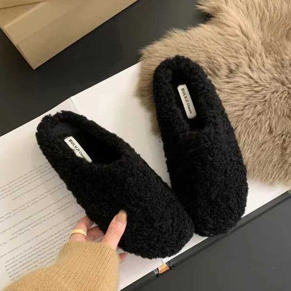 Women Fur Slippers Flats Mules Shoes Home Sandals Winter 2025 Fashion Short Plush Shoes Slingback Casual Flip Flops Mujer Slides Z250929