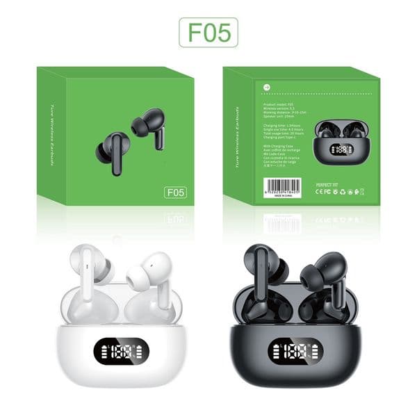 New wireless Bluetooth earphones with low latency, long battery life, intelligent LED digital display, sports earphones, designer Bluetooth earphones