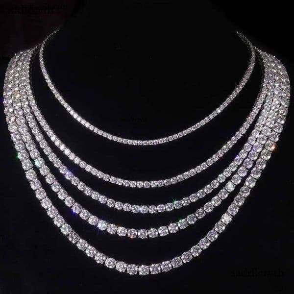 Pass Tester 2MM 3MM 4MM 5MM 6.5MM Iced Out Sier VVS Dia Necklace Moissanite Tennis Chain 83