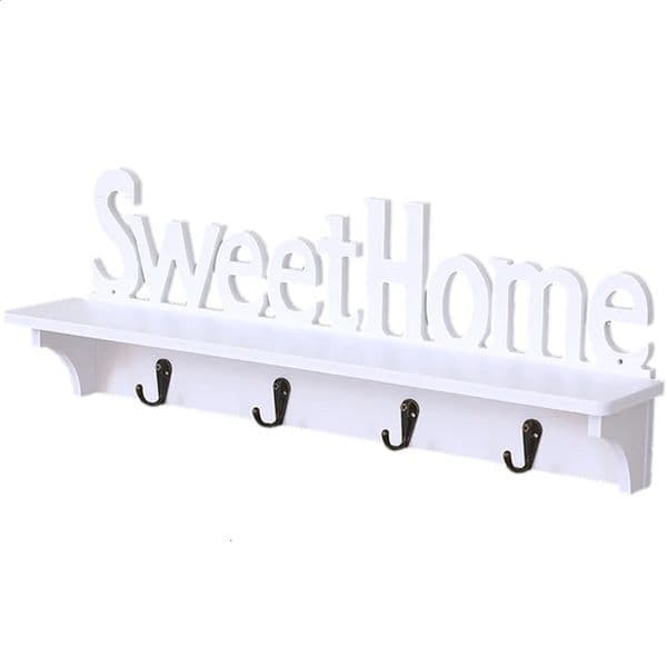 Creative keychain organizer Sweet Home wall mounted door rack for storage of outerwear hat clothing keys white 241217