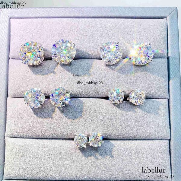 Dia VVS Round S 10K 14K Solid Gold Stud Women Men Moissanite Earrings 0d