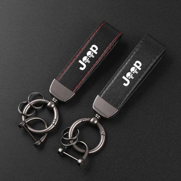 Deluxe Leather Keychain with Car Badge Keychain Pendant For JEEP W250915