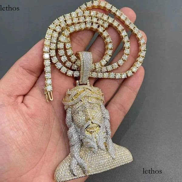 Custom Hip Hop Mens Jewelry Vvs Moissanite Iced Out Jesus Sterg Sier Gold Rapper Pendant Necklace 11