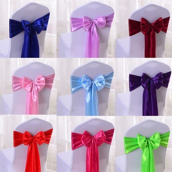 Sashes 25pcs Satin Chair Sashes Wedding Chair Ribbon Bow Knot Ties For el Banquet Decoration Event Party Supplies 230721