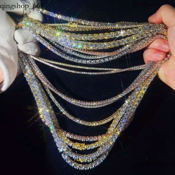 Hip Hop Custom Iced Out Sterg Sier Vvs Moissanite White Gold Plated Rope Chain Tennis Chains Jewelry Unisex Dia Twisted Necklace c9