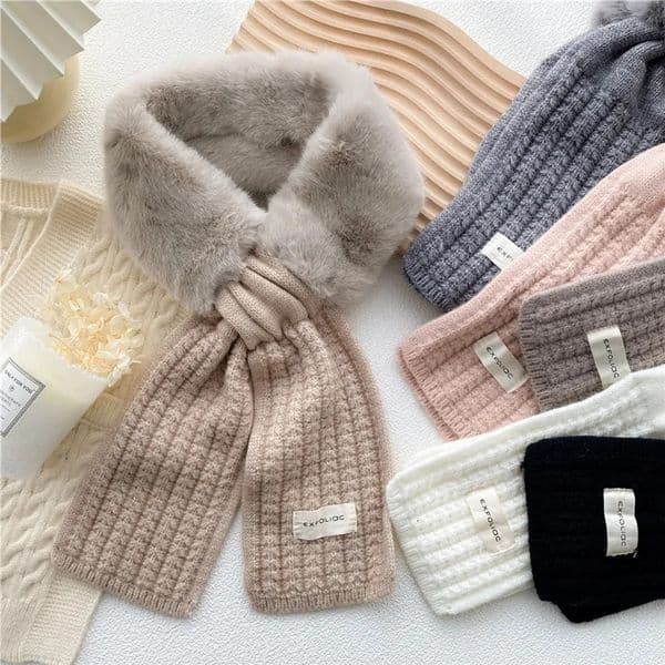 Faux Fur Knitted Neckerchief Scarf Neck Wrap Protection Warmer Scarves Winter Warm Overcoat Sweater Detachable Collars for Women 250929