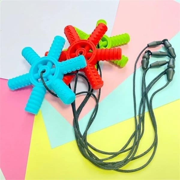 5pcs Baby Silicone Creative Chewing Necklace Teether Autism Sensory Chewing Pendant Oral Sports Toys 250117