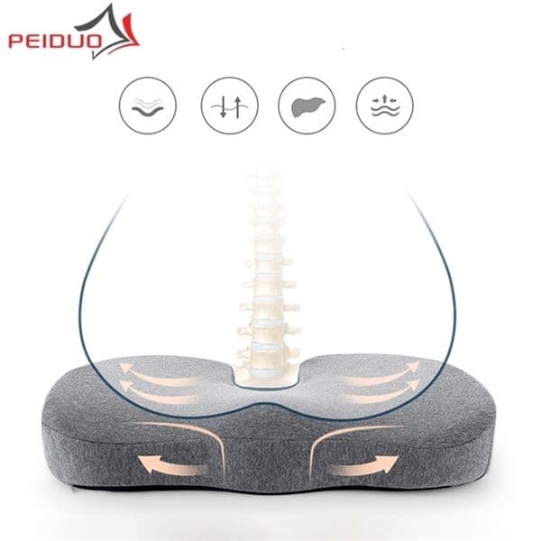 PEIDUO Gel Enhanced Seat Cushion Orthopedic Gel & Memory Foam Coccyx Cushion for Tailbone Pain Office Chair Car Seat Cushion 201216