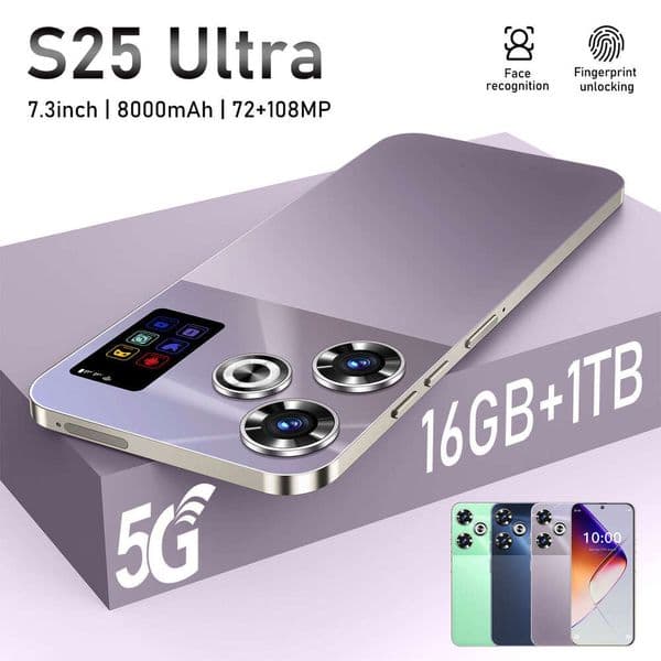 HD Display Mobile Phone S25ultra Smartphone 7.3 Large Screen Android All-In-One 16+1T Phone Great Price