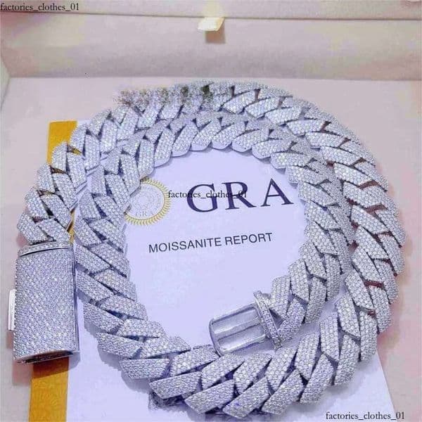 moissanite jewelry cuban link chain Iced Out Pass Dia Tester Vvs Moissanite Jewelry Necklace Bracelet Women 14mm chains for men designer jewlery