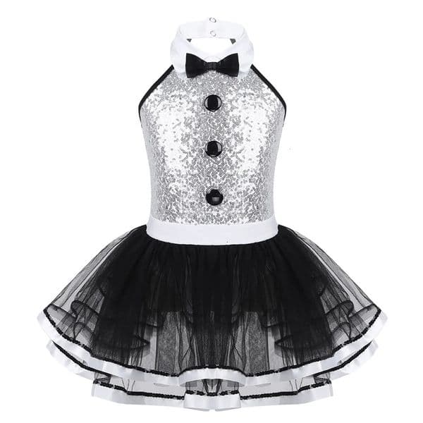 Cute bow tailcoat ballet Tutu childrens dress fairy dance party pendant sequin bodysuit Latin jazz modern dance costume 241111