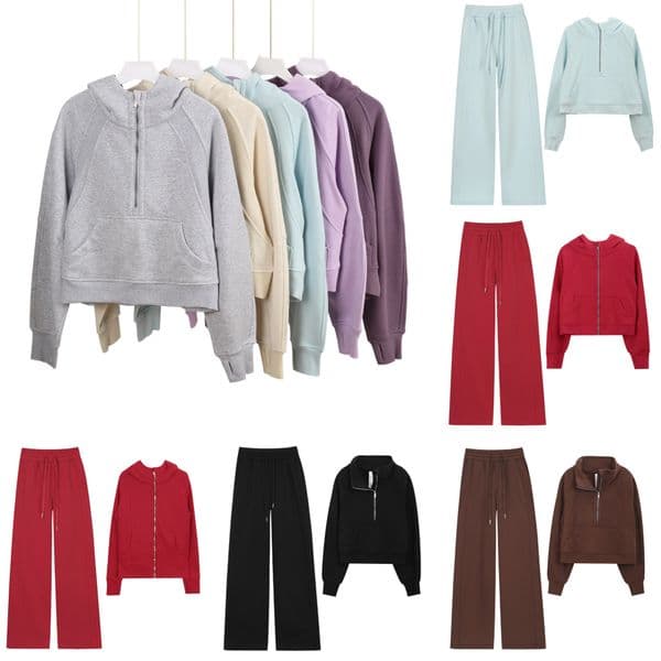 Yoga Hoodie Half Zip Full Pull Hoodie Pants Set Autumn And Winter Oversized Full-Zip Hoodie Loose Long Sleeve Designer Chothing Workout Clothes Outfit Clothing