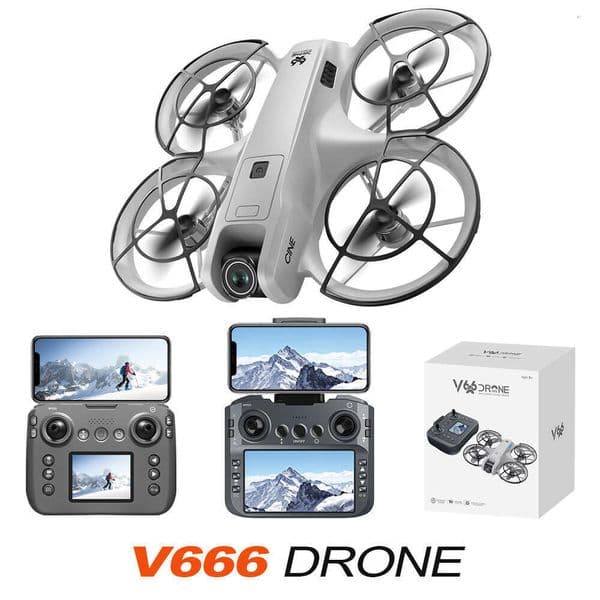 Camera Drone New V666 With Screen, 8K HD Remote Control Aircraft, Fully Protected Altitude Hold Aerial Photography Drone