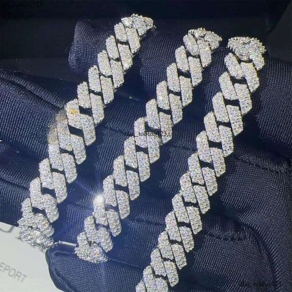Necklace chain 8mm Two Rows Iced Out Man Hip Hop Jewelry GRA Certificates Pass Dia Tester VVS1 Moissanite Cuban Link Chain Men aaa