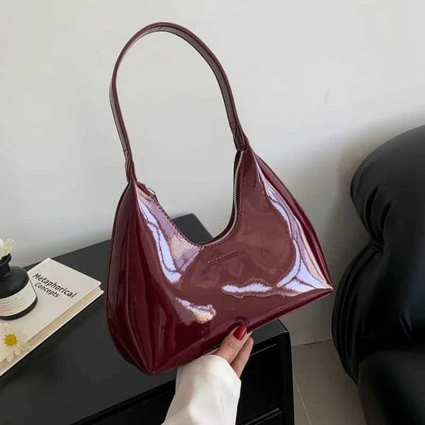 Fashion Luxury Brand Womens Shoulder Bag High Quality Patent Leather Tote Bag Waterproof Armpit Bag Solid Color Womens Handbag Z250928
