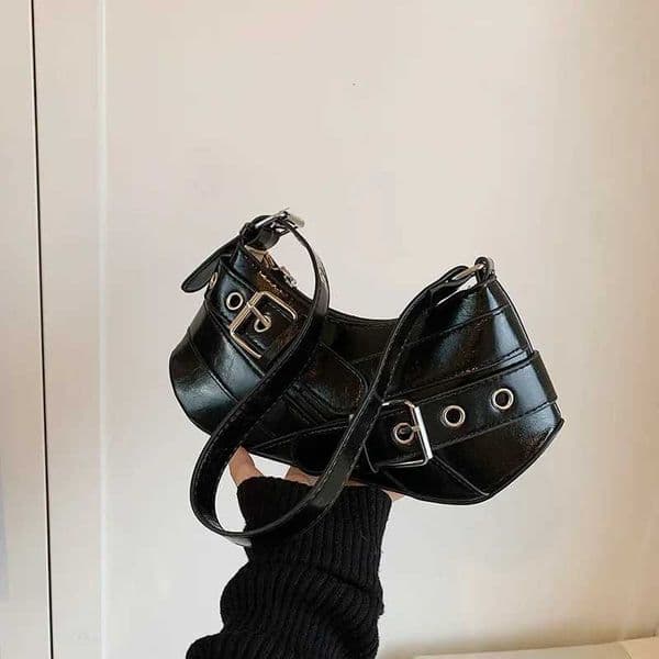 Gothic Punk Y2K Shoulder Bags for Women Fashion Pu Leather Ladies Underarm Bag Design Vintage Female Handbags Small Tote Purse Z250928