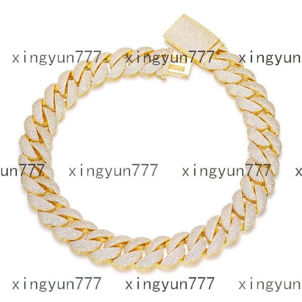 2026 Designer necklace 20mm Cuban Link Chain 5 Rows 5A Moissanite Diamond Iced Out 18K Gold Plated Hip Hop Style Brass Necklace for Men Gift